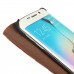 Samsung Galaxy S6 Edge - First Grade Genuine Leather Flip Phone Protective Cover Case Wallet - Vintage Dark Brown